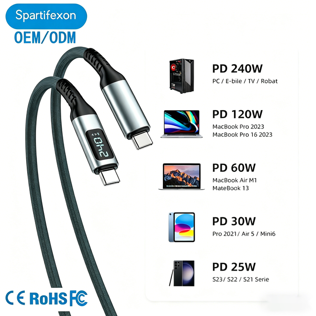All-in-One 240W USB-C Cable 1m Superfast 40Gbps Transfer 8K 60Hz Display PD3.1 Fast Charge Durable Braided Pure Copper Computer