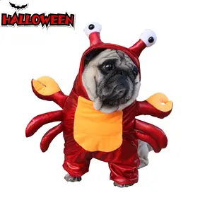 Dresspet一切吊带批发零售创意宠物服装红蟹Cosplay宠物用品站立套装搞笑