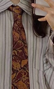 Corbata <span class=keywords><strong>de</strong></span> rayas <span class=keywords><strong>de</strong></span> café Contraste verde Vintage Hecho a mano Marrón Estilo <span class=keywords><strong>de</strong></span> la <span class=keywords><strong>Academia</strong></span> Japonesa Moda versátil - Product Image 4