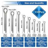 Kit d'assortiment de goupilles fendues en acier au carbone, 110 pièces, 8 tailles, pour verrouillage de remorque |   Goupilles fendues et clips de remorquage : quincaillerie de fixation pour camions