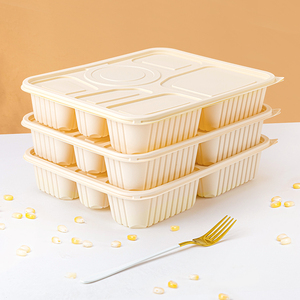 Caja de comida de cocina, caja para llevar, contenedor de comida de plástico biodegradable de almidón de maíz, embalaje de plástico desechable para <span class=keywords><strong>restaurante</strong></span> para llevar caja - Product Image 6