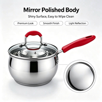 Ensemble de casseroles en acier inoxydable de qualité supérieure avec casserole à lait et poêle, poignées en silicone, écologique, compatible induction et gaz, passe au lave-vaisselle