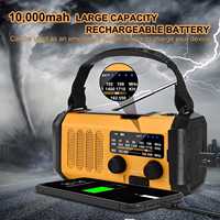 Radio de Emergencia de Manivela de 20000mAh con Linterna SOS, 3 Métodos de Carga (Radio FM AM WB NOAA Internet) - Banco de Energía de Plástico