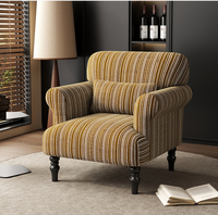 Fauteuil de détente en bois à rayures, style rétro moderne du milieu du siècle, directement de l'usine, pour salon, chambre, bureau à domicile, hôtel