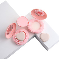 Mini Coffret d'Emballage Elliptique Rose 5g avec Coussin d'Air et Boîte de Rangement Divisée en Forme de Cœur pour Poudre Compacte et Crème BB