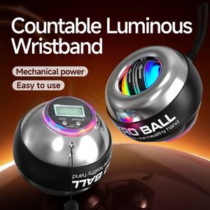 마이시오 LED 라이트 자동 시작 핸드 그립 트레이너 레인지 자이로 파워 볼 카운터 원심력 손목 강화 장치 - Product Image 2