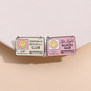 Broches personnalisées pour cartes de visite du club des lecteurs nocturnes, épingles de revers personnalisées avec expressions emo, bijoux amusants, cadeau pour amis - Product Image 4