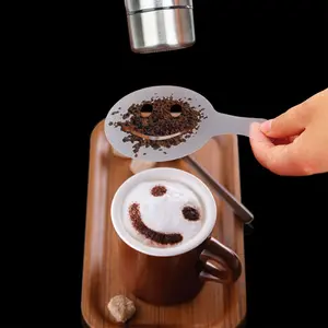 跨境咖啡咖啡拿铁咖啡模具卡布奇诺泡沫喷粉图形喷花咖啡艺术模具
