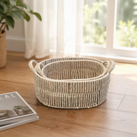 Ensemble de trois paniers de rangement en corde de coton tressée pour salons, salles de bain et chambres – Garde les espaces bien rangés, style neutre et chaleureux