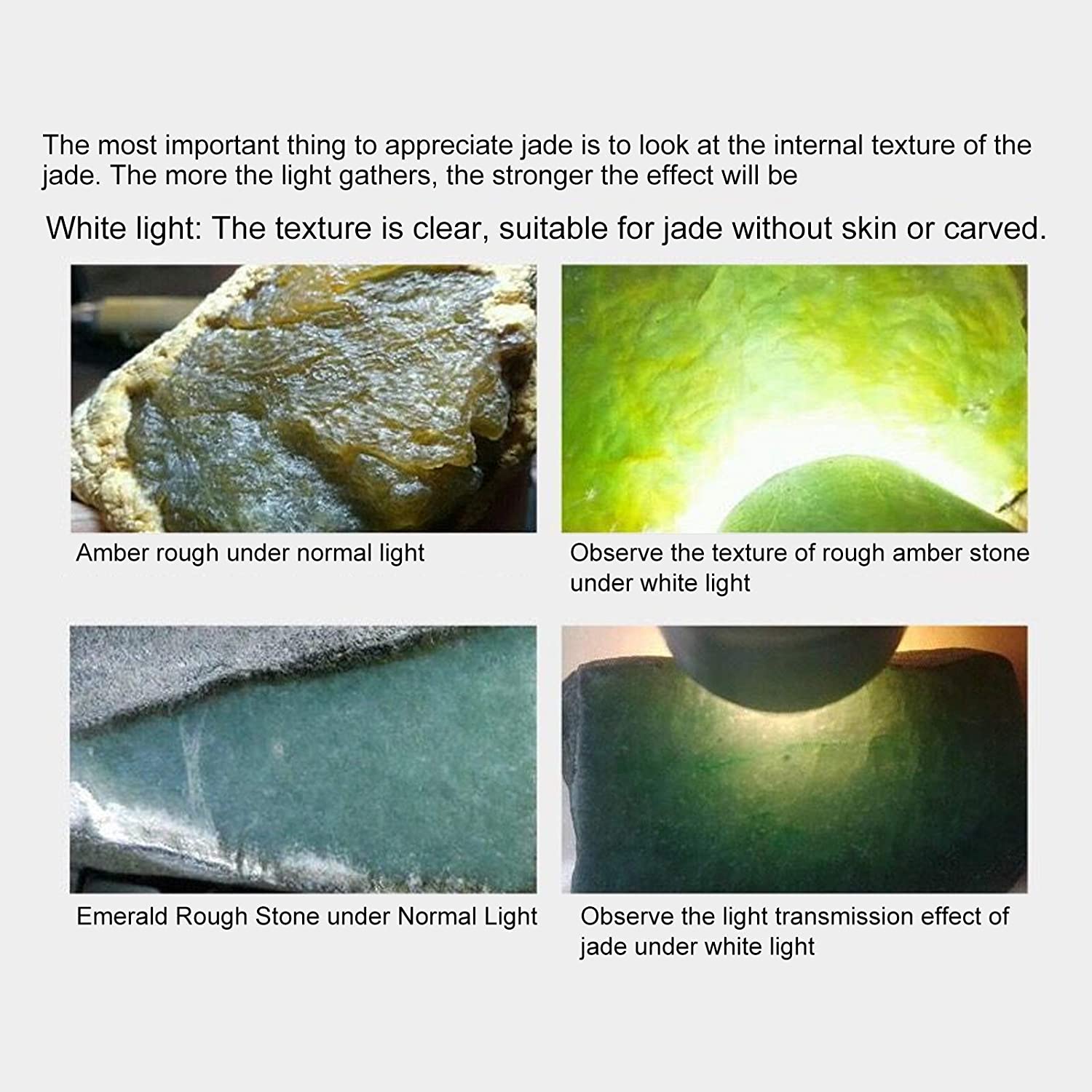 Uv Flashlight 365nm Ultraviolet Yellow White Light Usb 6 Led Jade