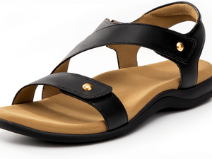 <span class=keywords><strong>Sandali</strong></span> <span class=keywords><strong>Ortopedici</strong></span> Athlefit con Punta Aperta per Donne, Comodi con Supporto per Arco Plantare, in PU Nero, Taglia 9 - Product Image 1