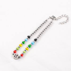 Pulsera de cuentas de arcoíris de dibujos animados con cara sonriente, de acero de titanio, unisex, joyería de moda. - Product Image 4