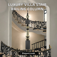 Colonne de style moderne de luxe en aluminium pour escalier intérieur, réglable, pour villa, avec grand poteau décoratif sculpté
