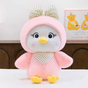 Peluche <span class=keywords><strong>poussin</strong></span> mignon grande taille avec nœud à pois et bavoir triangulaire assorti, pour machine à griffes, en polaire douce haute densité - Product Image 4