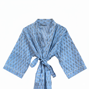Pareo de Playa de Lujo, Estampado a Mano, 100% Algodón Satinado, Manga Larga, Largo hasta la Rodilla, Ropa de Descanso para Mujer - Product Image 2