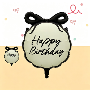 Fiocco di Lusso con Palloncini a Stella in Lamina Nera e Oro 'Buon Compleanno' per Decorazioni di Compleanno, Palloncini in Foglio di Alluminio - Product Image 3