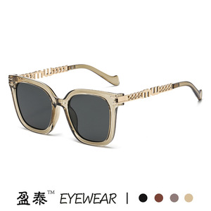 Square Oversized Chain <b>Sunglasses</b> Black Frame PC Lens UV400 Unisex Sun Protection Street Style - Product Image 2