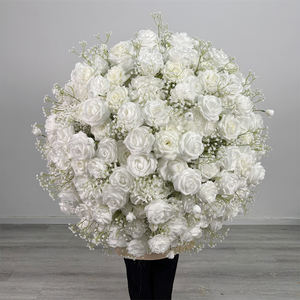 Jarrón Decorativo con Rosas Artificiales de Seda, Centro de Mesa Blanco para Bodas, Exhibición Realista de Alta Simulación - Product Image 1