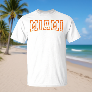 T-shirt classique Miami Throwback en coton blanc, unisexe, taille adulte moyenne - Product Image 3