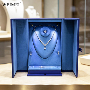 WEIMEI Luxury Wooden PU Leather Velvet Jewelry <b>Box</b> Rectangle Drawer Handle Custom Logo Wholesale Jewelry Display Storage <b>Box</b> - Product Image 1