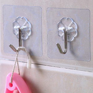 Transparent adhesive hooks for doors, <b>nail</b>-free and traceless hooks for kitchens, creative <b>wall</b> and bathroom adhesive hooks - Product Image 1