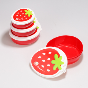 BPA Miễn Phí 4 Pcs Set Phim Hoạt Hình Snack Hộp Dâu Tây Hình Dạng Mini Kẹo Boxes120ml + 200Ml + 350Ml + 500Ml Nhựa Thực Phẩm Lưu Trữ Container - Product Image 6