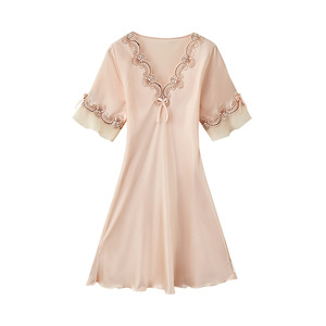 Nuovo <span class=keywords><strong>Pigiama</strong></span> Sexy da Donna, Abbigliamento da Casa, Camicia da Notte a Mezza Manica, Ampia e <span class=keywords><strong>Taglie</strong></span> <span class=keywords><strong>Forti</strong></span>, Stile Sottile in Seta per l'Estate - Product Image 4