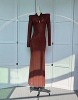 Robe Bettergirl 2026 Nouveautés à Col Montant, Découpes Torsadées et Manches Longues, Ornée de Strass Thermocollés