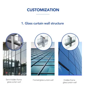 Aluminum Alloy Building Glass Curtain Wall Cost Per Square Metre Curtain Glass Wall