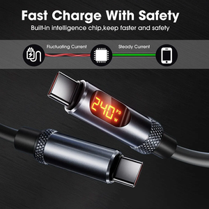 100W 240W Silicone Type <b>C</b> Cable Fast Charging <b>USB</b> <b>C</b> <b>to</b> <b>USB</b> <b>C</b> Cable with LED Display for iPhone 17 16 15 Pro Max Samsung - Product Image 5