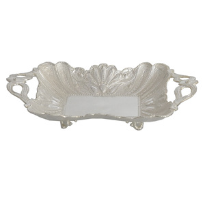 Cuenco De Servir Rectangular De Lujo <strong>Con</strong> Acabado Plateado Y Soporte Para Frutas, Aperitivos Y Exhibicin Decorativa, Hecho a Mano - Product Image 5