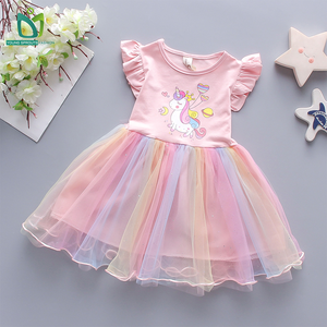 Abito estivo Casual per bambini abito da principessa stampato a strati per ragazze di 12 anni con motivo a cartone animato - Product Image 3