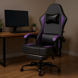 Chaise de jeu ergonomique en cuir PU, accoudoirs 4D, appui-tête réglable, soutien lombaire, chaise de bureau - Product Image 2