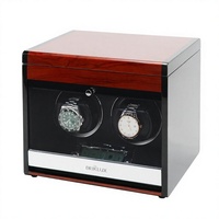 Boîte de rangement automatique noire pour deux montres, présentoir pour chambre et bureau