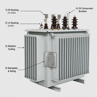 Transformateur immergé dans l'huile à enroulement en cuivre entièrement scellé S13 160 kVA 10 kV/0,4 kV triphasé à économie d'énergie certifié CE IEC 60076 ISO 9001