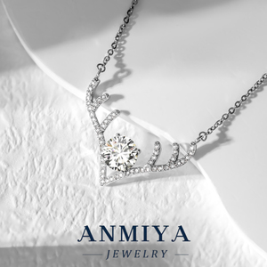 Collier en argent 925 avec pendentif en moissanite en forme de corne de cerf - Bijoux en argent royal pour les femmes qui veulent se sentir <span class=keywords><strong>des</strong></span> <span class=keywords><strong>reines</strong></span> - Product Image 3