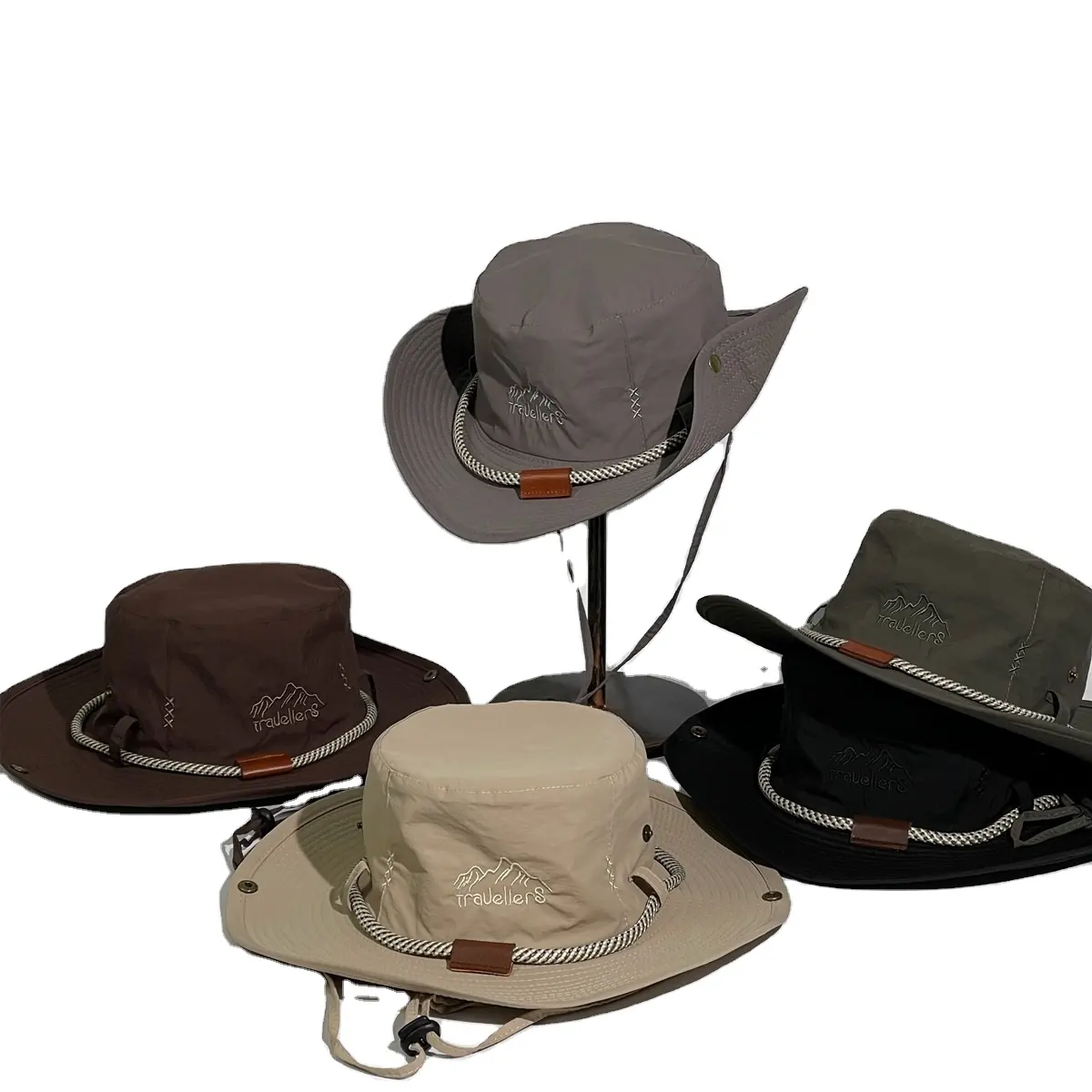 Custom Design High Quality Blank Fisherman Outdoor Camping Hat Quick Dry Safari Plain Bucket Hat With Adjustable String