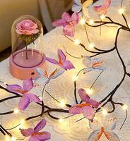 Lumière LED flexible en plastique en forme de feuilles de fleurs de papillon, économie d'énergie, télécommande, IP55, décoration du jour du Nouvel An, intérieur