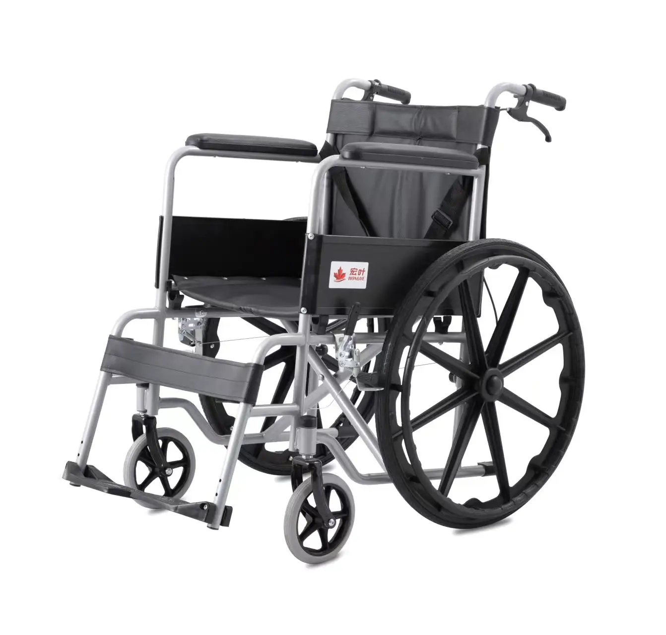 Silla de ruedas con estructura de acero al carbono empujada a mano para personas discapacitadas, andador en casa, cojín de asiento suave