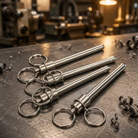 Goupilles à dégagement rapide à verrouillage par bille, en acier inoxydable, 9,5/12 mm, type anneau, avec poignée bouton, goupilles à verrouillage par bille de type T pour machines