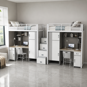Lit superposé durable pour personnel avec bureau et armoire, lit antirouille pour dortoir et auberge - Product Image 1