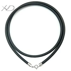 XD MT009 925 纯银弹簧扣和结束拍手 2毫米橡胶线任意长度可供吊坠项链