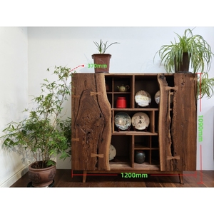 Gỗ rắn đa chức năng lưu trữ tủ Đen Walnut hiển thị <span class=keywords><strong>sideboard</strong></span> hình dạng tự nhiên Bảng điều khiển cho cuộc sống ăn uống nghiên cứu sử dụng phòng - Product Image 6