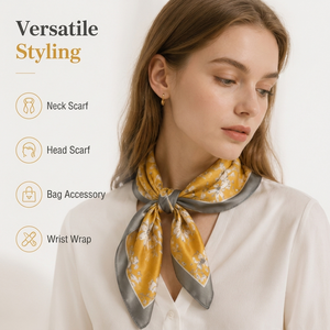 Custom 100% Real Silk Jacquard Scarf 28 inches Luxury Floral Printed Square Scarf Silk Neck Scarf Bandana for Women - Product Image 2
