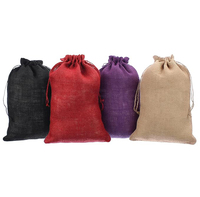 Bolsa grande de lino con logotipo personalizado impreso al por mayor, bolsa de regalo de yute, bolsa de compras con cordón de arpillera ecológica de yute