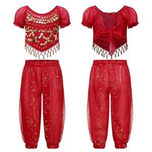 Tenues de danse du ventre pour filles de 2 à 12 ans, haut court et pantalon bouffant, pour fêtes à thème, compétitions, spectacles sur scène, fabricant de costumes - Product Image 2