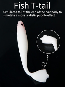 Commercio all'ingrosso 5 colori <span class=keywords><strong>esche</strong></span> morbide richiamo di pesca morbido T coda occhi 3D Silicone richiamo artificiale Swimbait Wobblers Shad Leurre - Product Image 3
