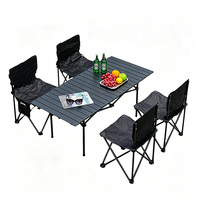 Table et chaises pliantes imperméables pour jardin extérieur, pique-nique, camping, voyage, structure en acier et tissu pliable