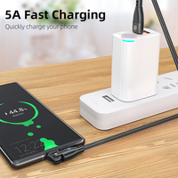 Soporte 100W PD 100W 5A 60W 3A USB Tipo-C Cable de datos de carga rápida para iPhone Mac Pro 180 grados giratorio Nylon IOS Compatible