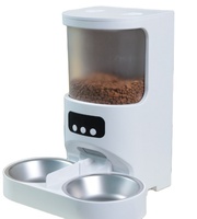 Distributeur automatique intelligent WiFi portable pour animaux de compagnie 4L avec enregistrement vocal et double bol ABS détachable pour chats et chiens